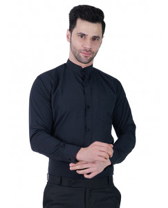 Shirt Black Chinese Collar