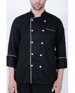 Chef coat Deluxe Black- White Trim