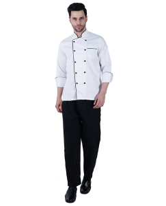 Chef coat Deluxe White- Black Trim