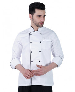Chef coat Deluxe White- Black Trim